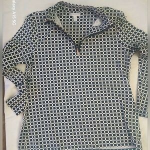 Chico's Navy and White Geometric Pullover